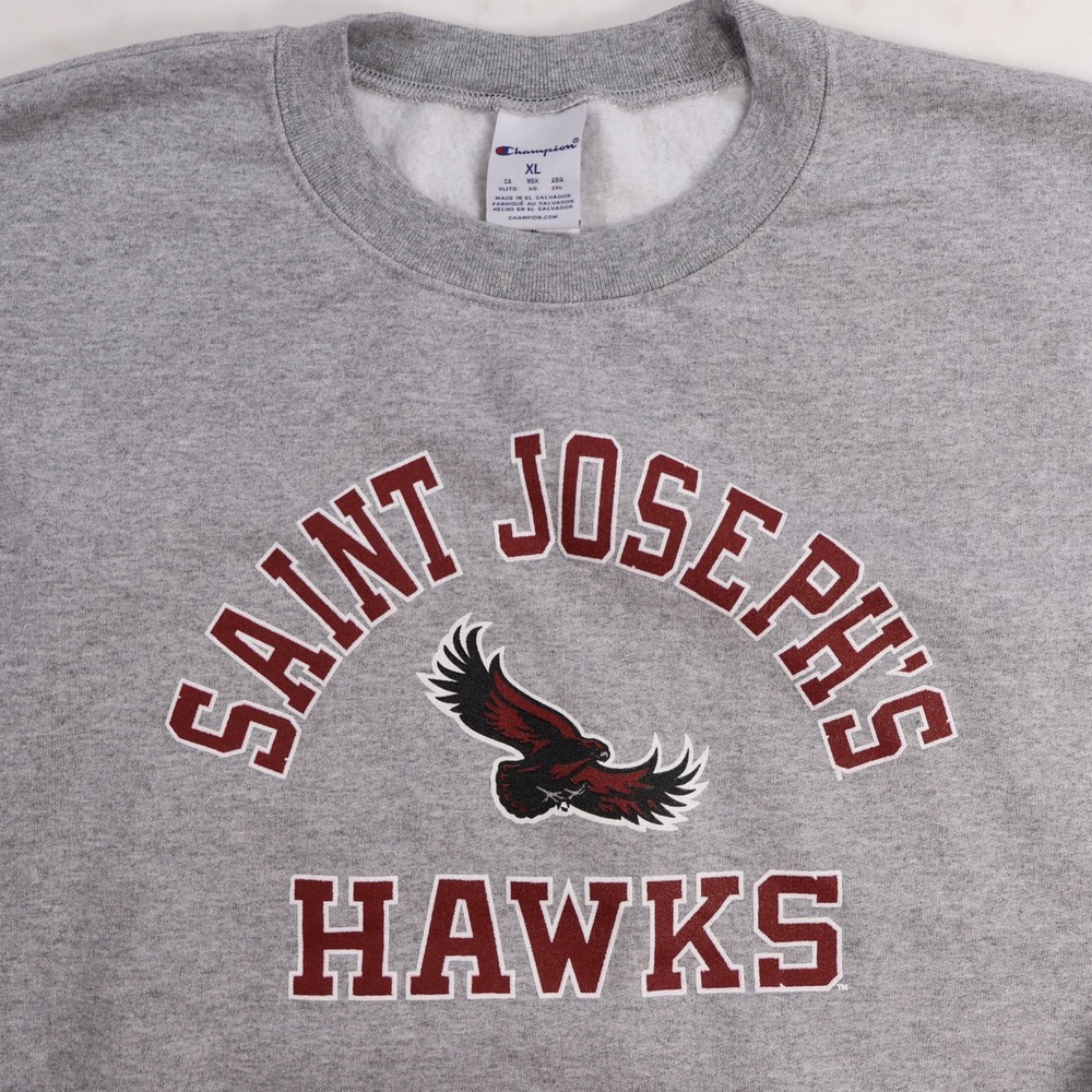 Champion Saint Josephs Hawks Crewneck Sweatshirt Gray XL SJU NCAA
